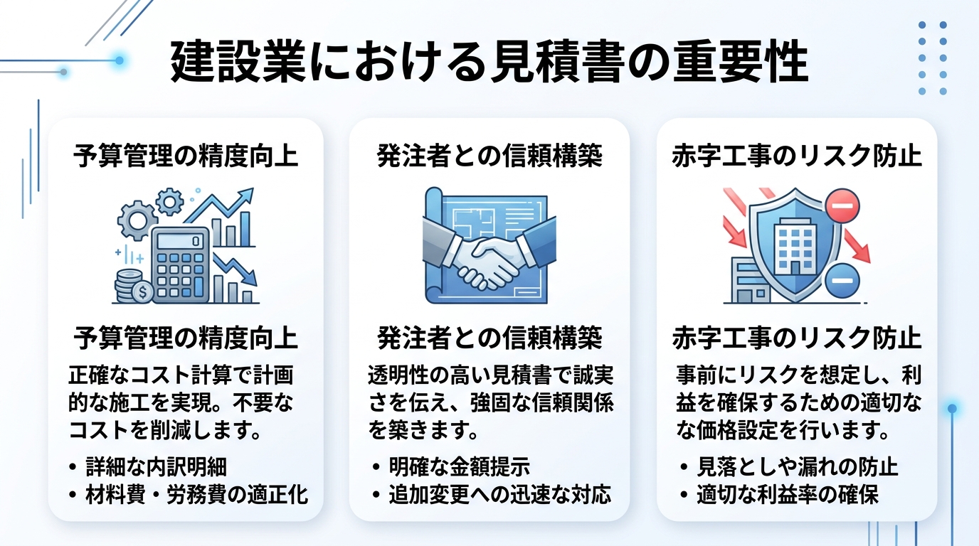 インフォグラフィック：建設業における見積書の重要性