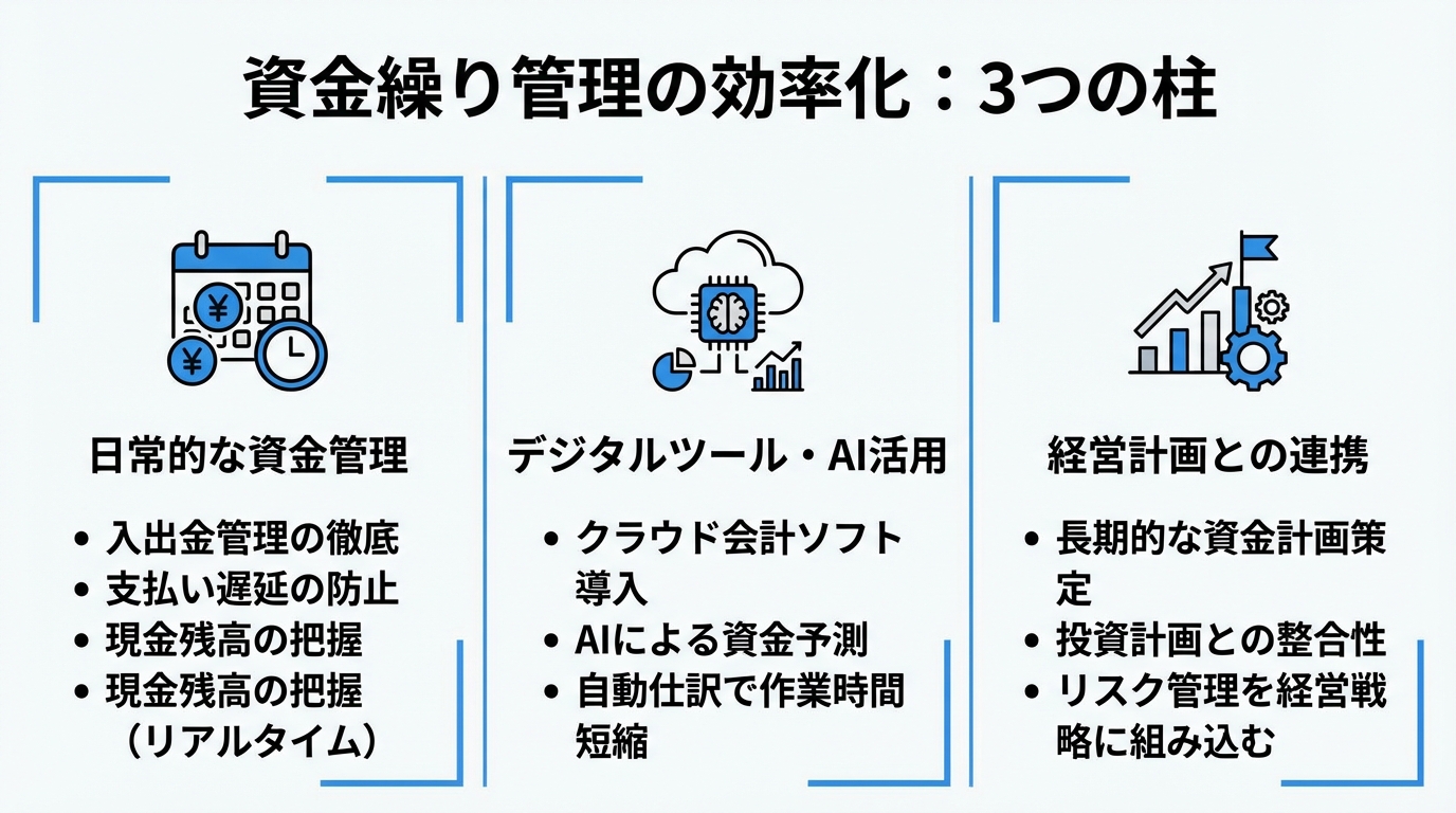 インフォグラフィック:資金繰り管理を効率化するポイント