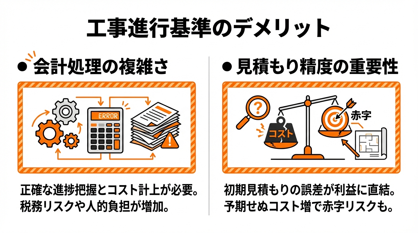 インフォグラフィック:工事進行基準のデメリット
