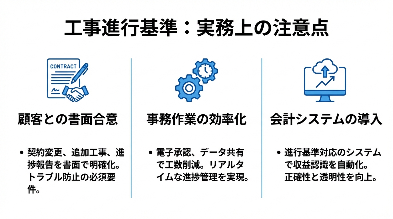 インフォグラフィック:工事進行基準の実務上の注意点と効率化