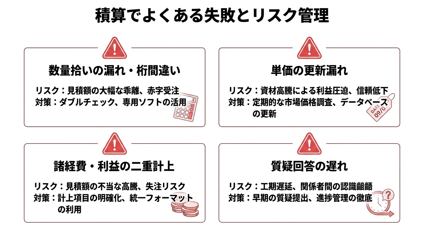 インフォグラフィック：積算でよくある失敗とリスク管理