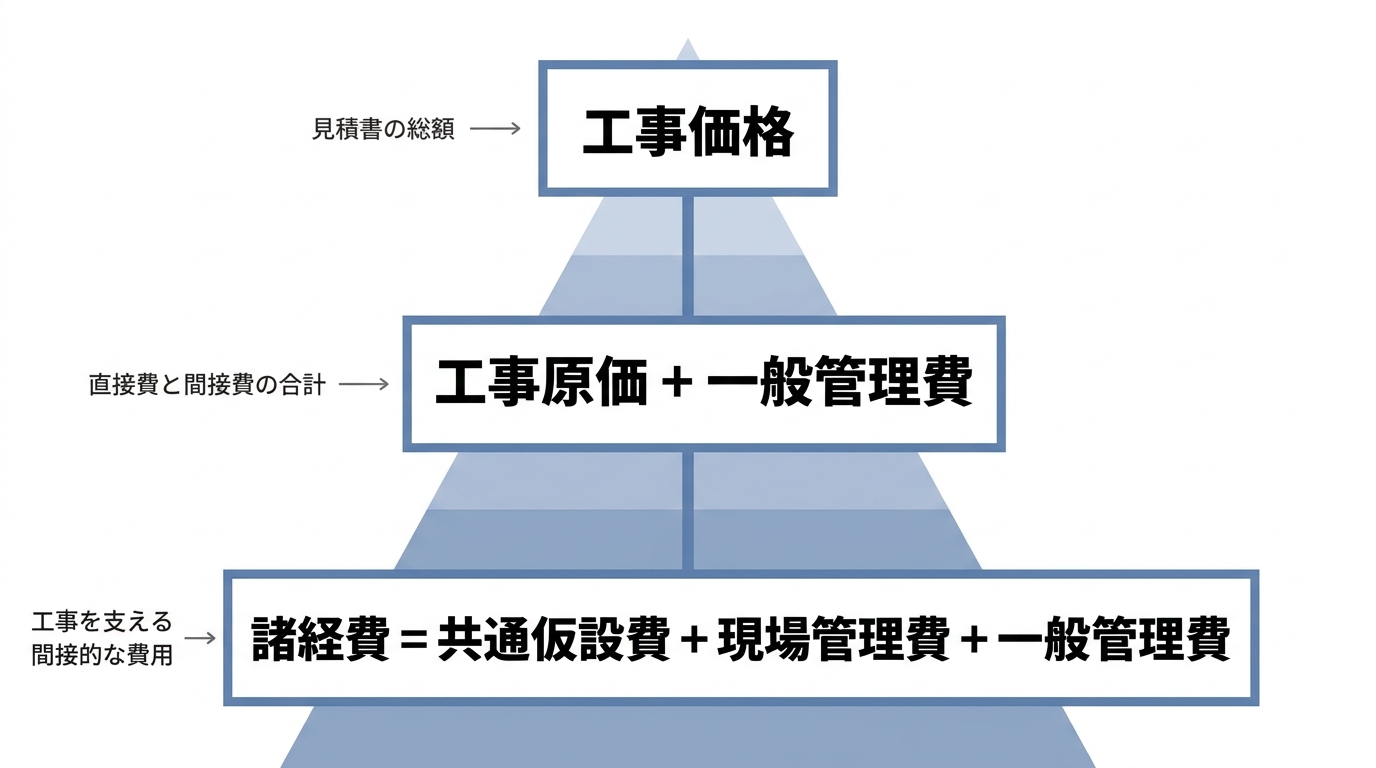 インフォグラフィック：諸経費とは何か - 工事見積書における位置づけ