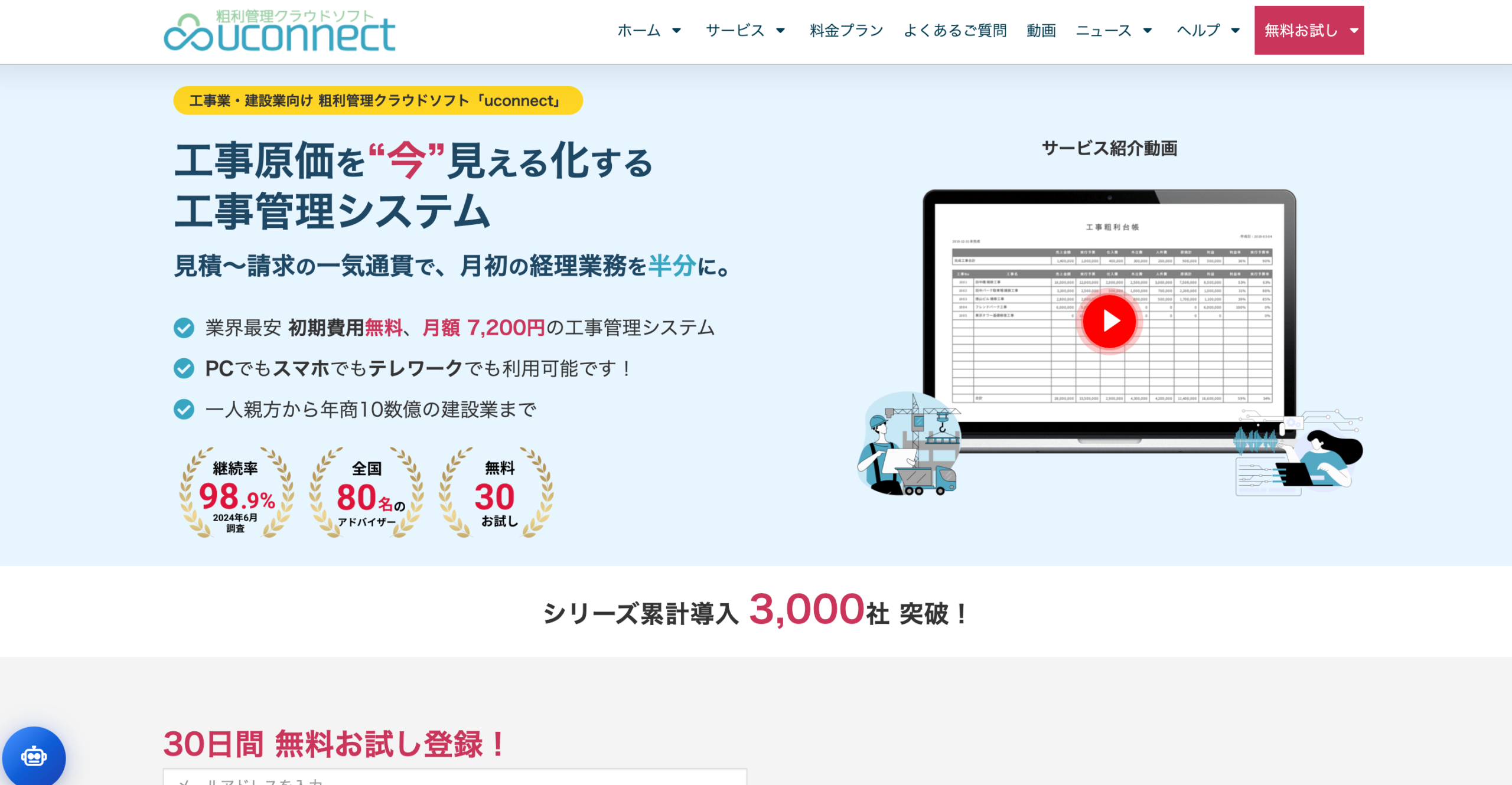 工事管理システムuconnect（ユーコネクト）のサービス紹介画像