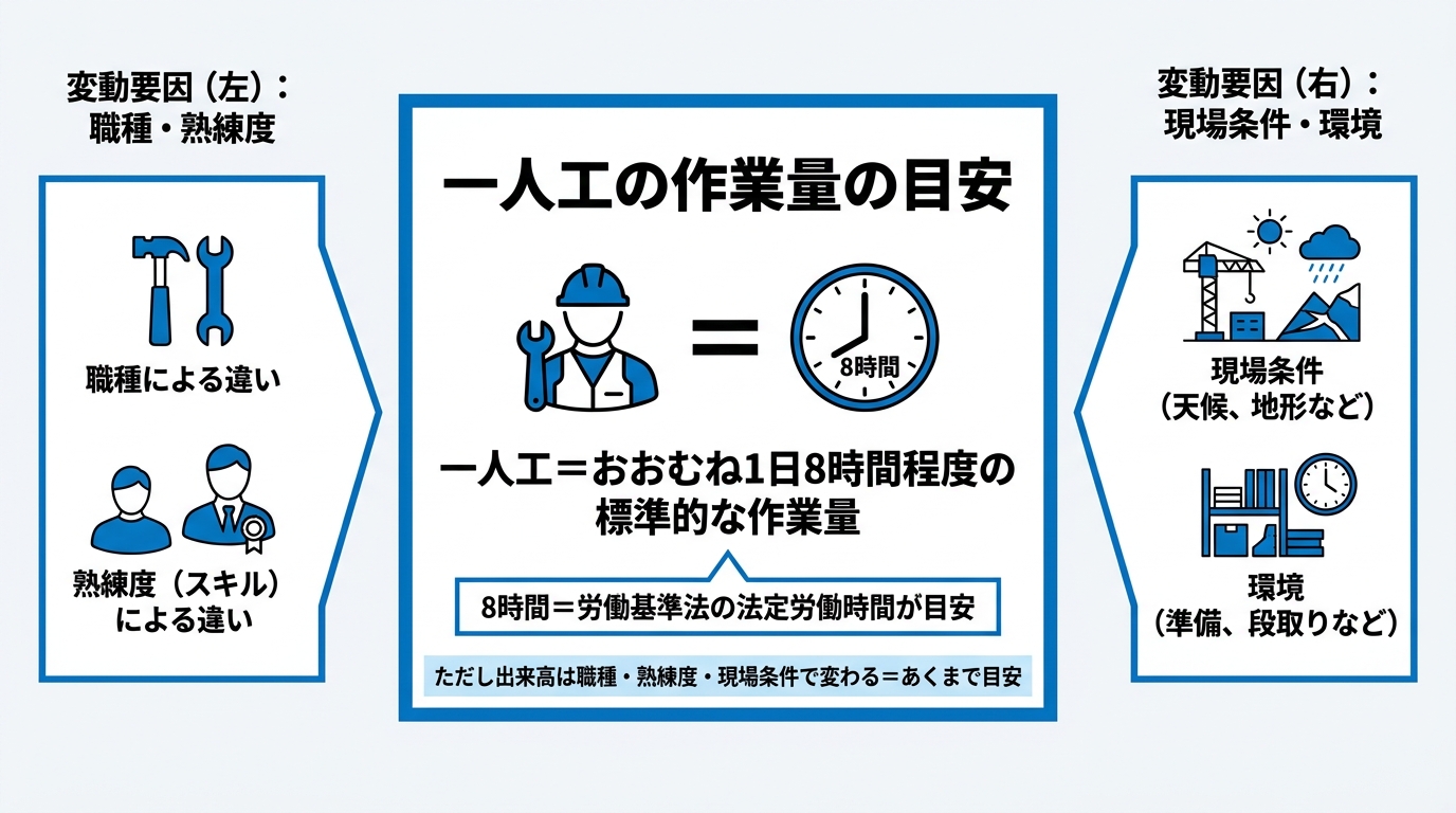 インフォグラフィック：一人工はどれくらいの作業量？目安の考え方