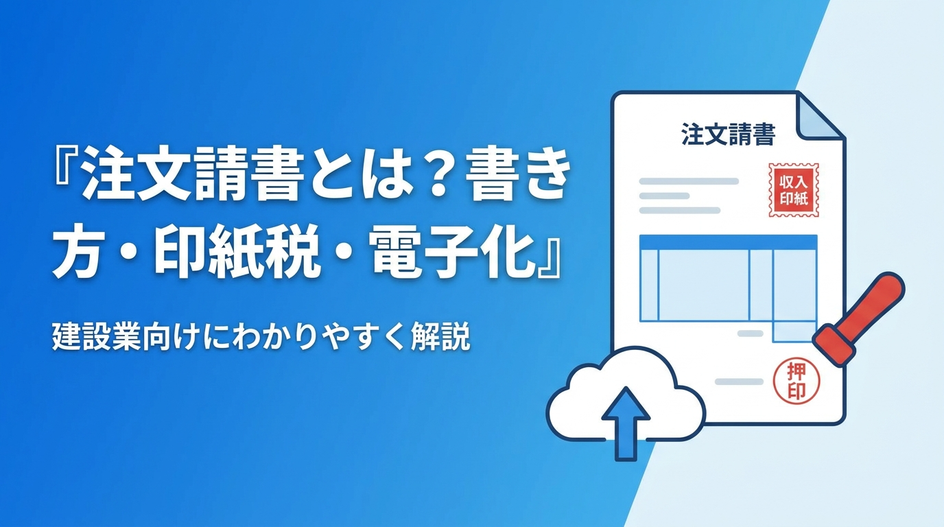 注文請書とは何かを書き方・印紙税・電子化の観点から建設業向けに解説する記事のアイキャッチ