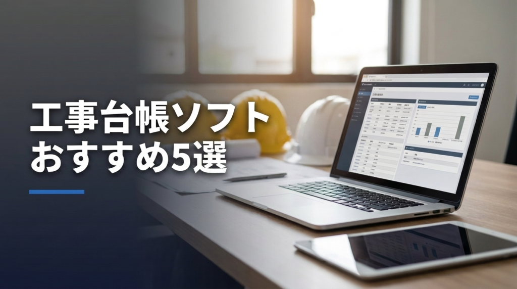 建設会社向けに工事台帳ソフトの選び方とタイプ別比較を解説する記事のアイキャッチ