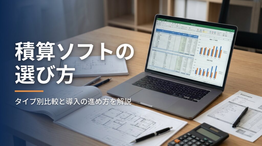 建設会社向けに積算ソフトのおすすめの選び方とタイプ別比較を解説する記事のアイキャッチ