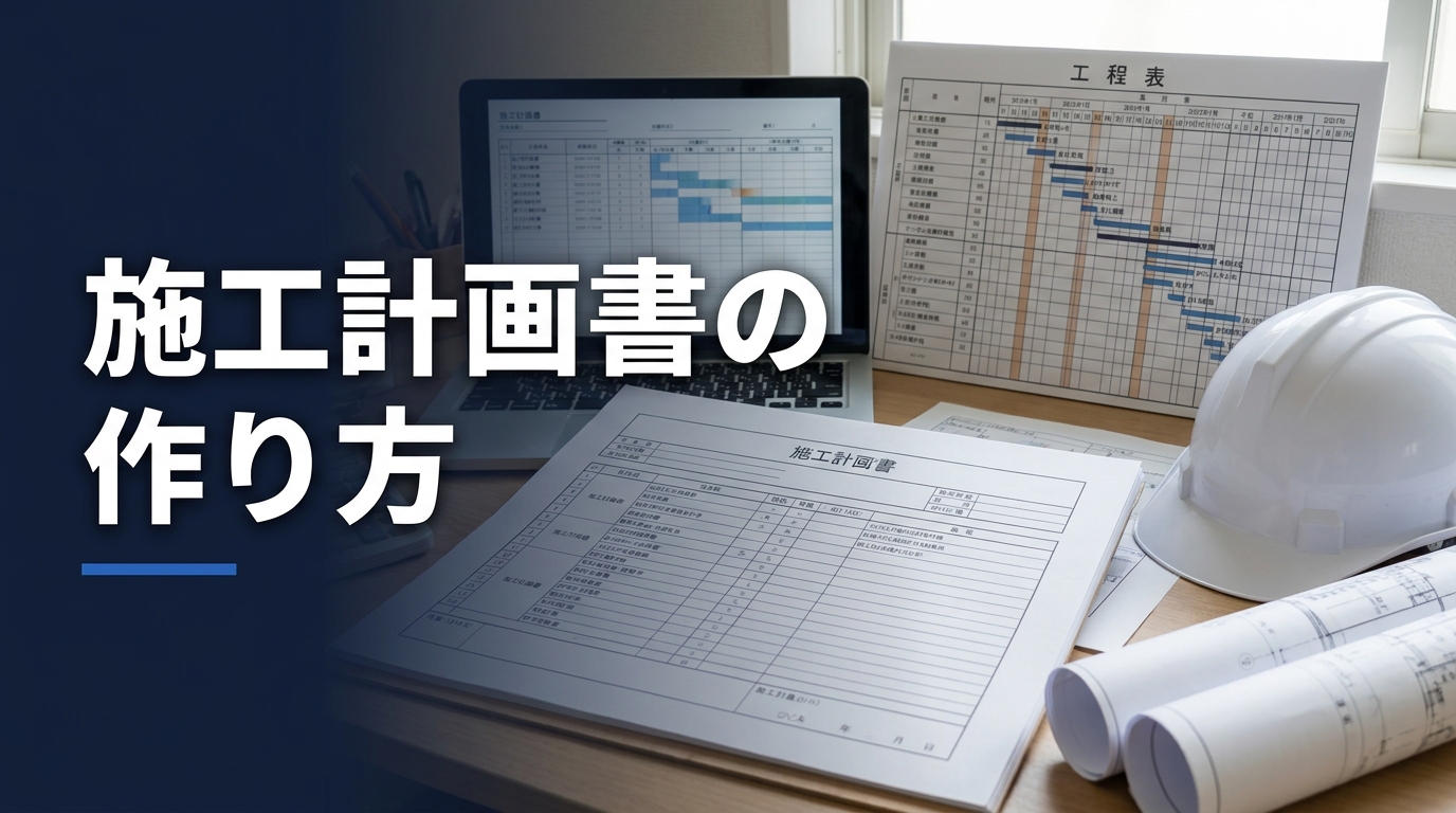 建設会社向けに施工計画書の記載項目と作成手順を解説する記事のアイキャッチ