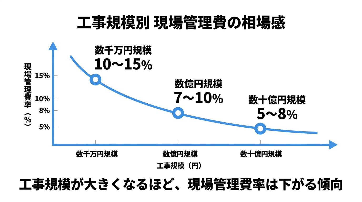 インフォグラフィック：現場管理費の相場感（工事規模・工種別）