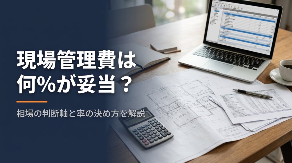 現場管理費は何パーセントが妥当か、率の相場と根拠の作り方を解説する記事のアイキャッチ