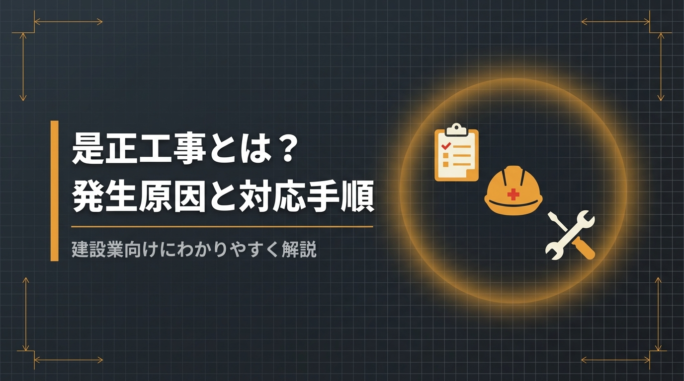 是正工事の意味と発生原因、無償対応の判断基準を建設会社向けに解説する記事のアイキャッチ