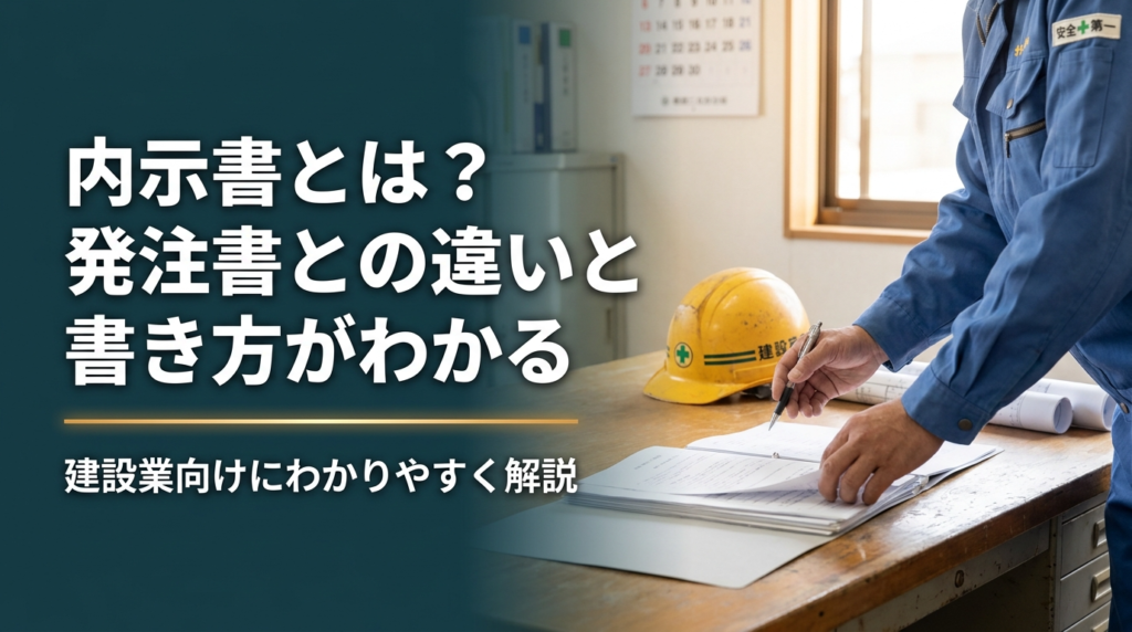 建設業向けに内示書の基本と発注書との違い・書き方を解説する記事のアイキャッチ