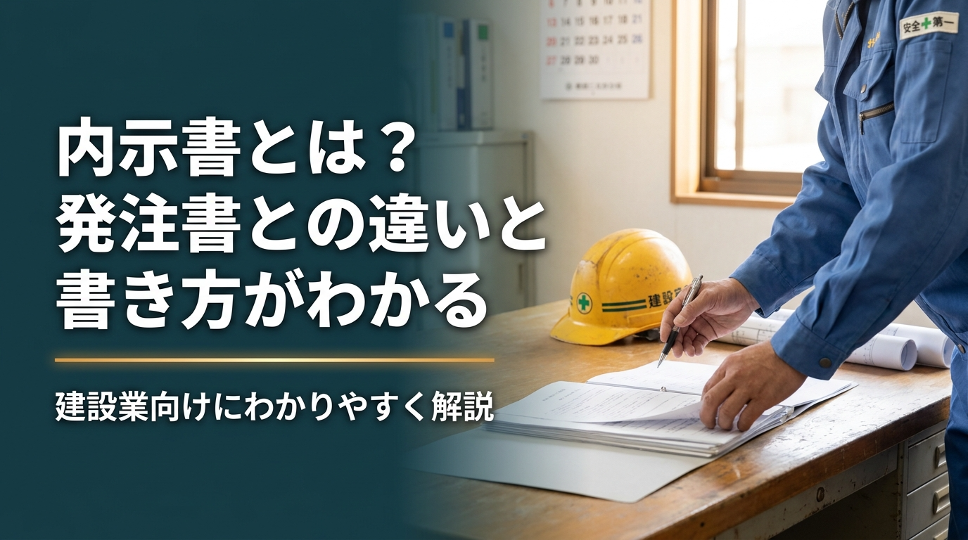 建設業向けに内示書の基本と発注書との違い・書き方を解説する記事のアイキャッチ