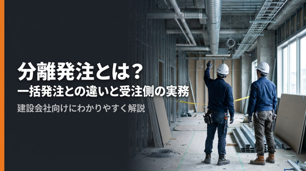 分離発注とは何かを、一括発注との違い・受注側のメリットと負担・契約書の要点まで建設会社向けに解説する記事のアイキャッチ