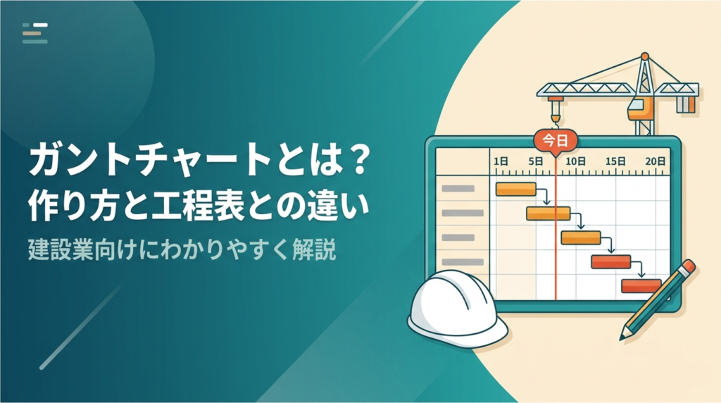 ガントチャートの作り方と工程表との違いを建設業向けに解説する記事のアイキャッチ