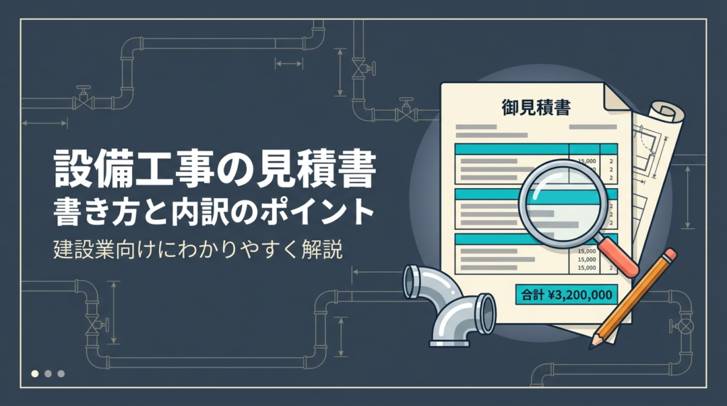 設備工事の見積書の書き方と内訳のポイントを建設業向けに解説する記事のアイキャッチ