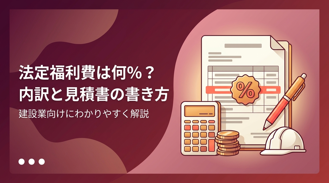 建設業の法定福利費は何パーセントかの目安と内訳・見積書の書き方を解説する記事のアイキャッチ