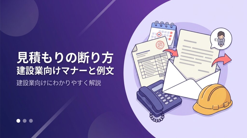 建設会社向けに見積もりの断り方のマナーとメール例文、相見積もりの注意点を解説する記事のアイキャッチ