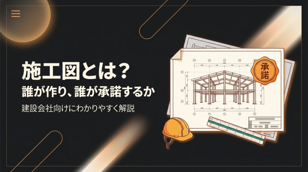 施工図とは何かを、誰が作るのか・設計図との違い・承諾フローの観点から建設会社向けに解説する記事のアイキャッチ