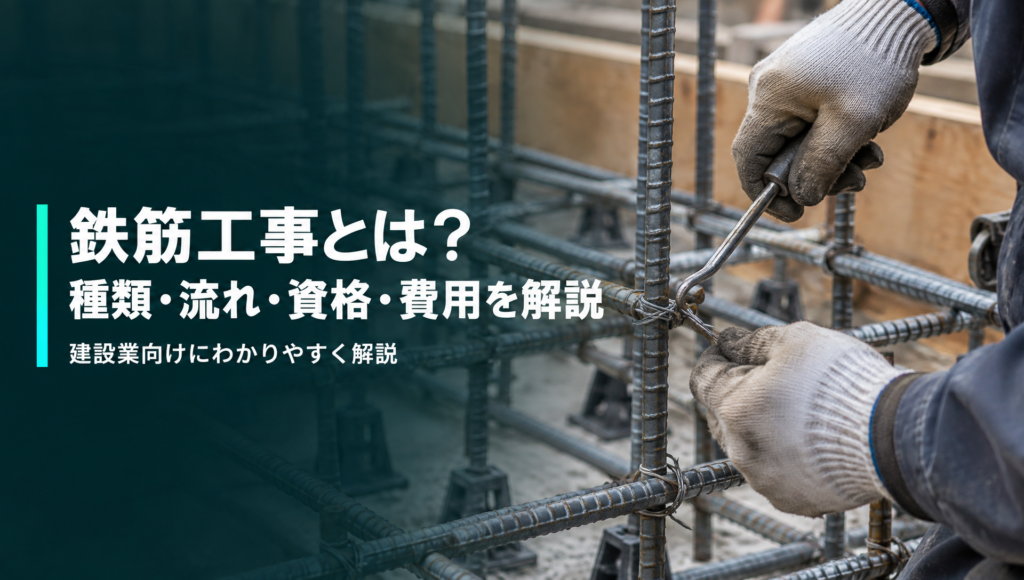 鉄筋工事の種類・流れ・資格・費用の内訳を建設会社向けに解説する記事のアイキャッチ